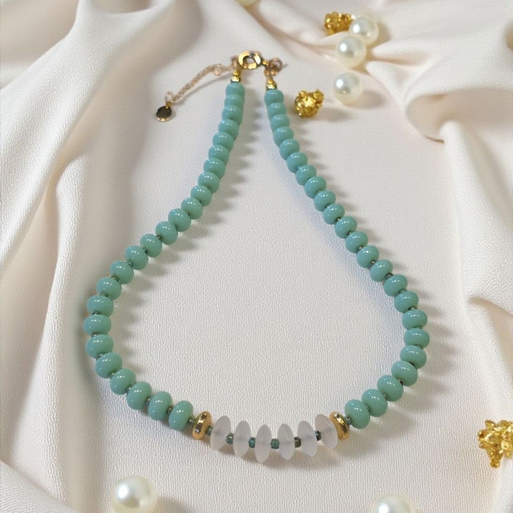 SALE!! Limited Edition Aquamarine Bead Necklace